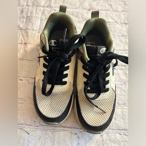 CHAMPION RETRO YOUTH SIZE 3 TPR SOLE WHITE/BLACK/OLIVE/ ORANGE SNEAKERS